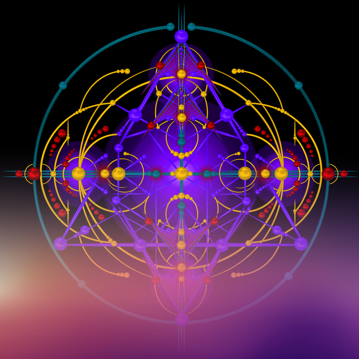 Heilige geometrie in paars en goud
